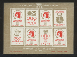POLAND 1972 BALLOON POST S/S NHM SAPPORO MUNICH OLYMPICS COPERNICUS ASTRONOMER SPACE OLYMPIC GAMES BALLOONS CINDERELLA - Unused Stamps