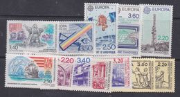 Andorre : Lot Des 12 Timbres XX  Sujets Europa 1987 à 1992 Neufs Sans Charnière à 15 % De La Cote - Verzamelingen