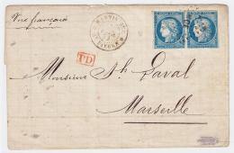 Col. Gales N°23 En Paire - Obl. De St Pierre (1874) - Pr Marseille - B/TB - Other & Unclassified