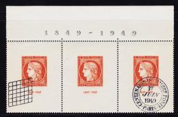 N°841b - Bde De 3 + Manchette + Obl. Grille Càd - TB - Used Stamps