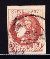 N°40Ba - 2c Rouge Brique - 1 Filet Touché - 1870 Bordeaux Printing