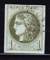 N°39Ca - 1c Olive Clair - Report III - TB - 1870 Bordeaux Printing