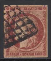N°6A - 1F Rouge Brun - Obl. Grille - TB - 1849-1850 Ceres