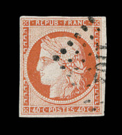 N°5a - 40c Orange Vif - - Obl PC1102 - Signé A. Brun - TB - 1849-1850 Ceres