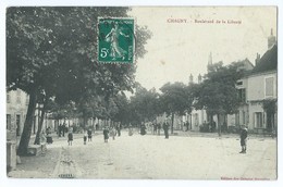 1167 - Chagny - Boulevard De La Liberté - Animée  Circulée Pour Moulins Cueille Cimentier - Chagny