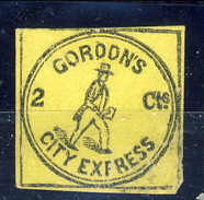 US Local 1848, Gordon's City Express 2 Cts Nero Su Giallo, New York, M - Sellos Locales