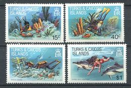 196 TURKS Et CAICOS 1981 - Yvert 540/43 - Plongeur Dauphin Recif - Neuf ** (MNH) Sans Trace De Charniere - Turcas Y Caicos