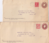 2 COVERS GREAT BRITAIN ENTIRE + PERFIN BARCLAYS BANK (DOMINIOM, COLONIAL AND OVERSEAS) LONDON TO PARIS - Altri & Non Classificati