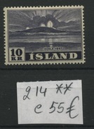 10 Kr. Hekla 1947 Yv. 214 ** Cote 55 Euros - Ungebraucht