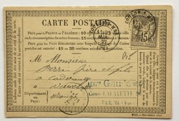 CARTE PRÉCURSEUR De TOULON Pour CADEROUSSE Avec Cachet LAFAYETTE Et Affranchissement Type SAGE Mars 1877 - Precursor Cards