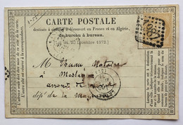 CARTE PRÉCURSEUR Pour LAVAL Avec CACHET AVOCAT LAVAL Et Affranchissement Cérès 55 De Avril 1873 - Precursor Cards