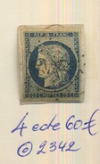 25c Bleu Sur Fragment, Bonnes Marges   2342         Cote 60 € - 1849-1850 Ceres