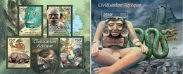 Centrafrica 2012, Aztec Civilization, 4val In BF+BF - American Indians