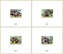 Centrafrica 2012, WWF, Gorilla, 4 BF De Luxe IMPERF. - Gorilles