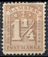 Stamp German States Hamburg 1864 1 1/4s Mint Lot#4 - Hamburg