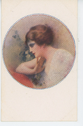 FEMMES - FRAU - LADY - Jolie Carte Fantaisie Portrait Femme Et Fleurs Signée MONESTIER - Monestier, C.