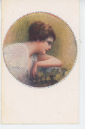 FEMMES - FRAU - LADY - Jolie Carte Fantaisie Portrait Femme Et Fleurs Signée MONESTIER - Monestier, C.