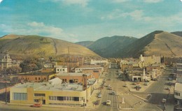 Missoula Montana, Panoramic View Of Downtown Streets, Auto, Businesses, C1950s Vintage Postcard - Missoula