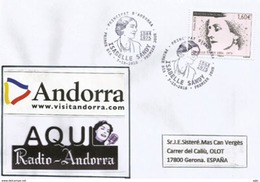 Isabelle Sandy, La VOIX De RADIO ANDORRA Dans Les Années 1960-1970, Lettre FDC Adressée Espagne - Lettres & Documents