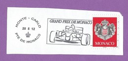 MONACO TIMBRE OBLITERE SUR FRAGMENT FLAMME GRAND PRIX AUTOMOBILE FORMULE 1 DE MONACO - Máquinas Franqueo (EMA)