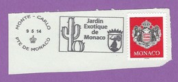 MONACO TIMBRE OBLITERE SUR FRAGMENT FLAMME JARDIN EXOTIQUE - Franking Machines (EMA)