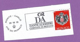 MONACO TIMBRE OBLITERE SUR FRAGMENT FLAMME DANTE ALIGHIERI COMITATO DI MONACO - Frankeermachines (EMA)