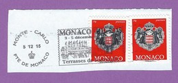 MONACO TIMBRE OBLITERE SUR FRAGMENT FLAMME TERRASSES DE FONTVIEILLE - Máquinas Franqueo (EMA)