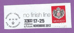 MONACO TIMBRE OBLITERE SUR FRAGMENT FLAMME NO FINISH LINE CHILDREN & FUTURE - Maschinenstempel (EMA)