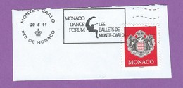 MONACO TIMBRE OBLITERE SUR FRAGMENT FLAMME LES BALLETS DE MONTE CARLO DANCE FORUM - Maschinenstempel (EMA)