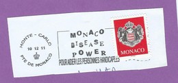 MONACO TIMBRE OBLITERE SUR FRAGMENT FLAMME POUR AIDER LES PERSONNES HANDICAPEES DISEASE POWER - Machines à Affranchir (EMA)