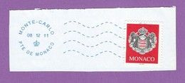 MONACO TIMBRE OBLITERE SUR FRAGMENT FLAMME VAGUE BLEUE - Maschinenstempel (EMA)