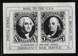 GREAT BRITAIN GB 1971 POSTAL STRIKE MAIL MAYFLOWER SERVICE TO USA US STAMPS NHM WASHINGTON FRANKLIN MINIATURE SHEET MS - Recordatorios