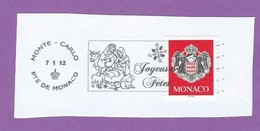 MONACO TIMBRE OBLITERE SUR FRAGMENT FLAMME JOYEUSES FETES - Maschinenstempel (EMA)