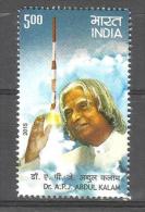 INDIA, 2015,    Former President Dr. APJ Abdul Kalam, Space, Missiles, Rockets.  MNH, (**) - Unused Stamps