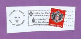 MONACO TIMBRE OBLITERE SUR FRAGMENT FLAMME OFFICE DES TIMBRES POSTE - Maschinenstempel (EMA)