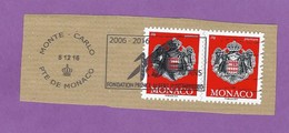 MONACO TIMBRE OBLITERE SUR FRAGMENT FLAMME FONDATION PRINCE ALBERT II - Maschinenstempel (EMA)