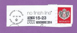 MONACO TIMBRE OBLITERE SUR FRAGMENT FLAMME NO FINISH LINE CHILDREN & FUTURE - Maschinenstempel (EMA)