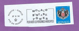 MONACO TIMBRE OBLITERE SUR FRAGMENT FLAMME POUR AIDER LES PERSONNES HANDICAPEES DISEASE POWER - Machines à Affranchir (EMA)