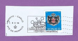 MONACO TIMBRE OBLITERE SUR FRAGMENT FLAMME CENTRE DE LA JEUNESSE PRINCESSE STEPHANIE - Maschinenstempel (EMA)