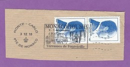 MONACO TIMBRE OBLITERE SUR FRAGMENT FLAMME MONACOPHIL 2015 - Maschinenstempel (EMA)