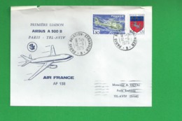 PREMIERE LIAISON AIRBUS A 300 B PARIS TEL AVIV - 1960-.... Cartas & Documentos