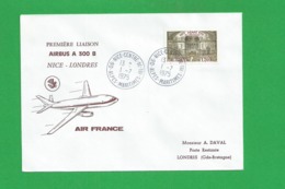 PREMIERE LIAISON AIRBUS A 300 B NICE LONDRES - 1960-.... Covers & Documents