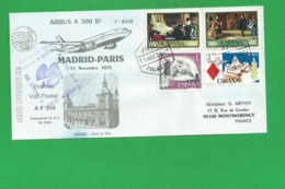 PREMIERE LIAISON AIRBUS A 300 B2 MADRID PARIS - 1960-.... Lettres & Documents