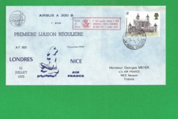 PREMIERE LIAISON AIRBUS A 300 B LONDRES NICE - 1960-.... Lettres & Documents