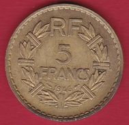 France 5 Francs Lavrillier Cupro-alu - 1946 - Andere & Zonder Classificatie