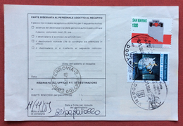 SAN MARINO BOLLETTINO PACCO ORDINARIO  CON AFFRANCATURA MULTIPLA ANNULLO S.MARINO DOGANA 8/11/89 - Variétés Et Curiosités