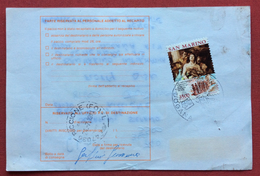 SAN MARINO BOLLETTINO PACCO ORDINARIO CON ASSEGNO  CON L.3500 ISOLATO  ANNULLO S.MARINO DOGANA   22/7/91 - Variedades Y Curiosidades