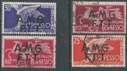 1947-48 TRIESTE A ESPRESSO USATO DEMOCRATICA 4 VALORI - L13 - Posta Espresso