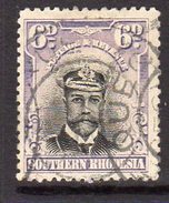 Southern Rhodesia 1924-9 GV 'Admiral' 6d Black & Mauve, Used (SG 7) - Southern Rhodesia (...-1964)