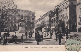 POSTCARD PORTUGAL LISBOA - PRAÇA DE LUIZ DE CAMÕES  - D. CARLOS I STAMP - Cartas & Documentos